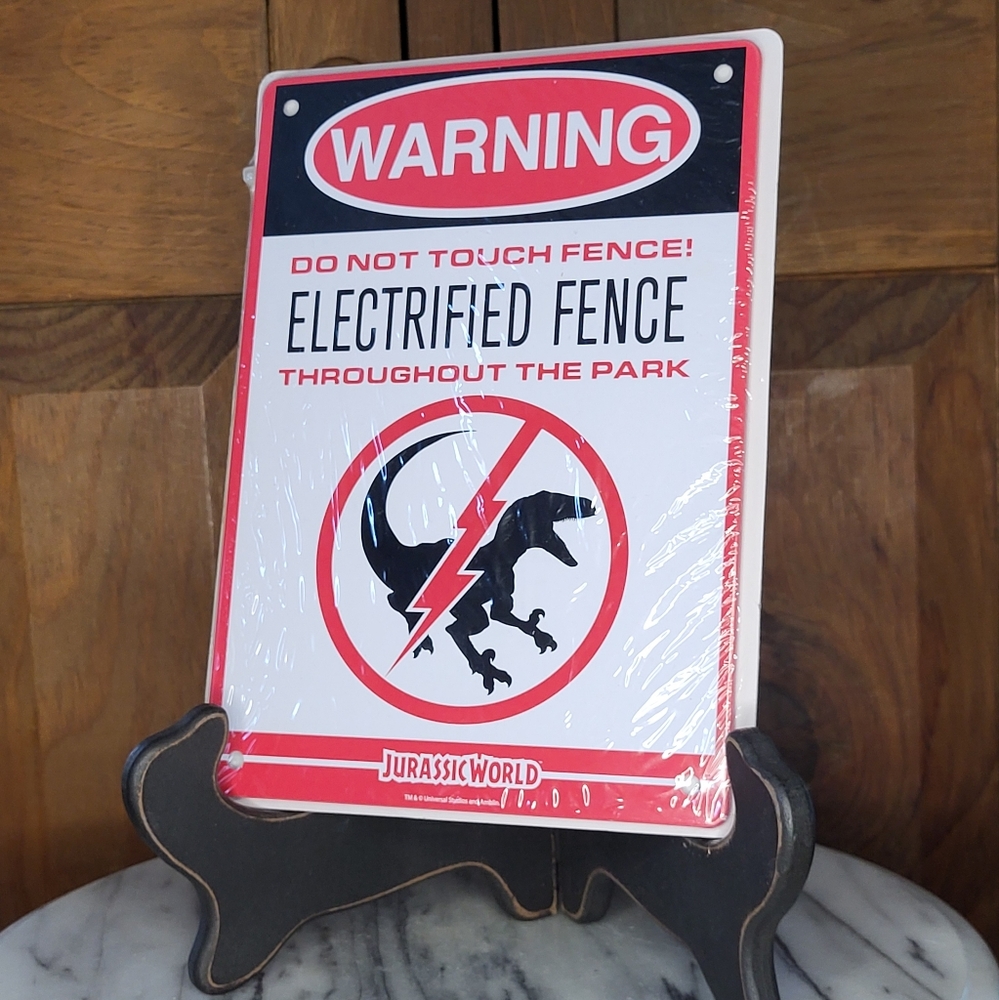 Jurassic World Warning Sign